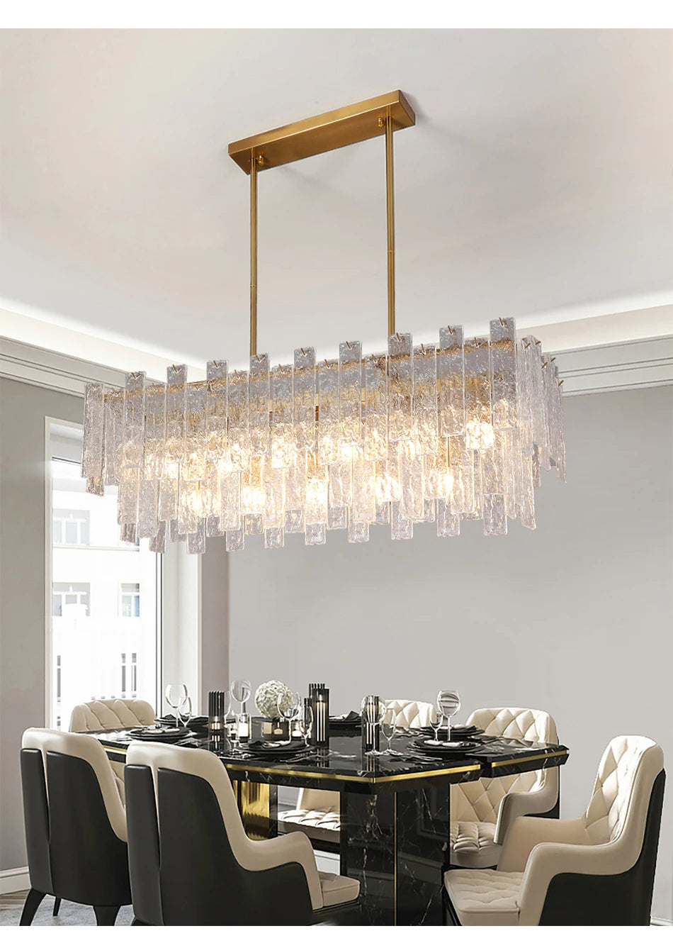 NAVANA Rectangular Glass Chandelier