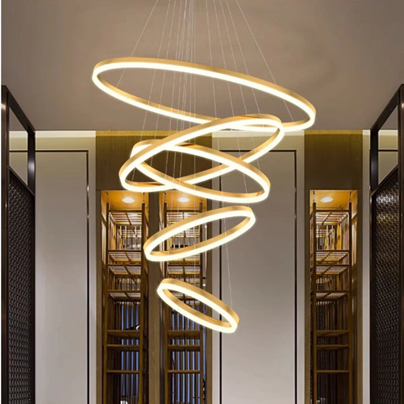 Orbitis Staircase  Ring Chandelier