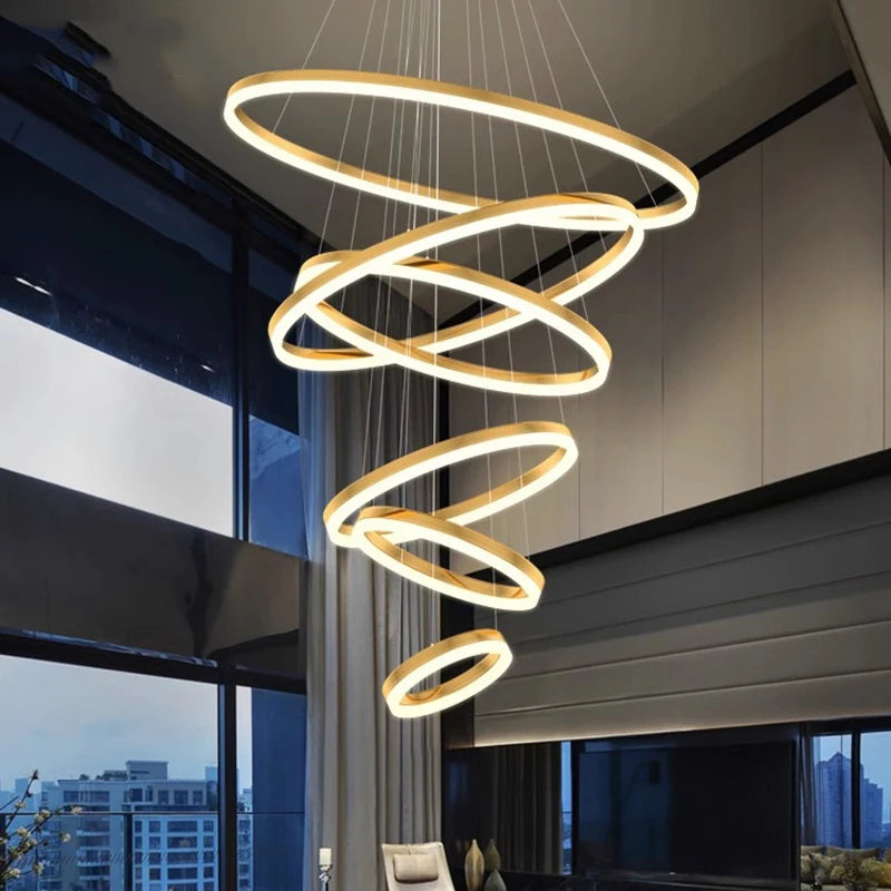 Orbitis Staircase  Ring Chandelier