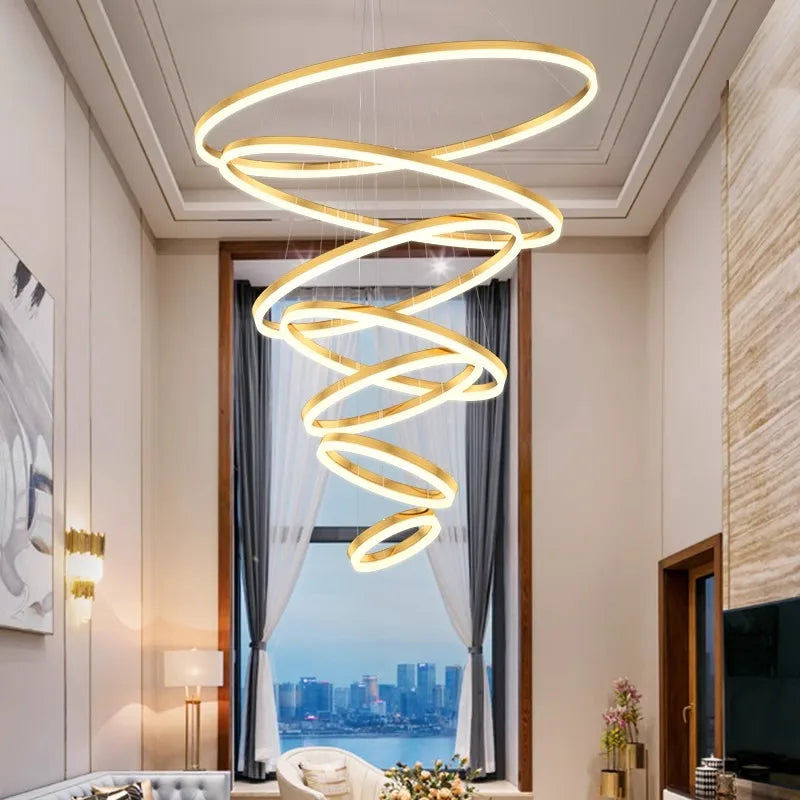 Orbitis Staircase  Ring Chandelier