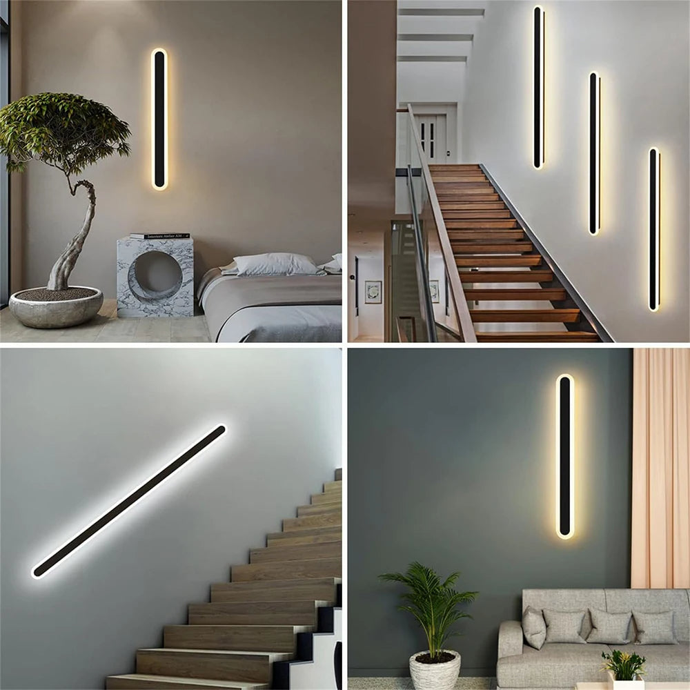 Alana Black Outdoor LED Strip Wall Lamp
