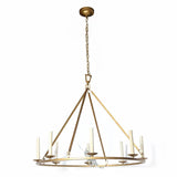 Rustic Wagon Wheel Chandelier 8-Light Candle Light