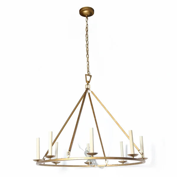 Rustic Wagon Wheel Chandelier 8-Light Candle Light