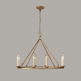 Rustic Wagon Wheel Chandelier 8-Light Candle Light