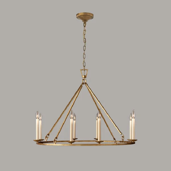 Rustic Wagon Wheel Chandelier 8-Light Candle Light