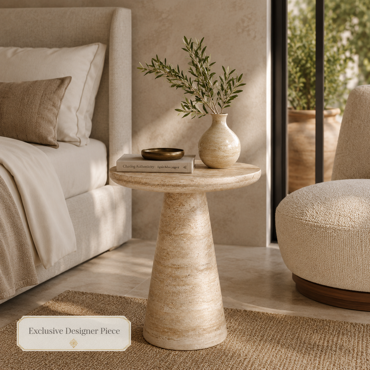 Calivo Travertine Side Table