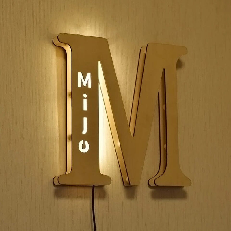 Alphabet Decoration Wood LED Wall Lamp