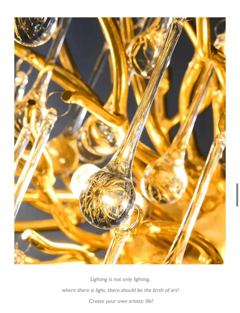 Golden Water Drop Crystal Chandelier