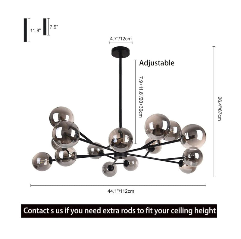 Modern Smoky Sputnik Chandelier
