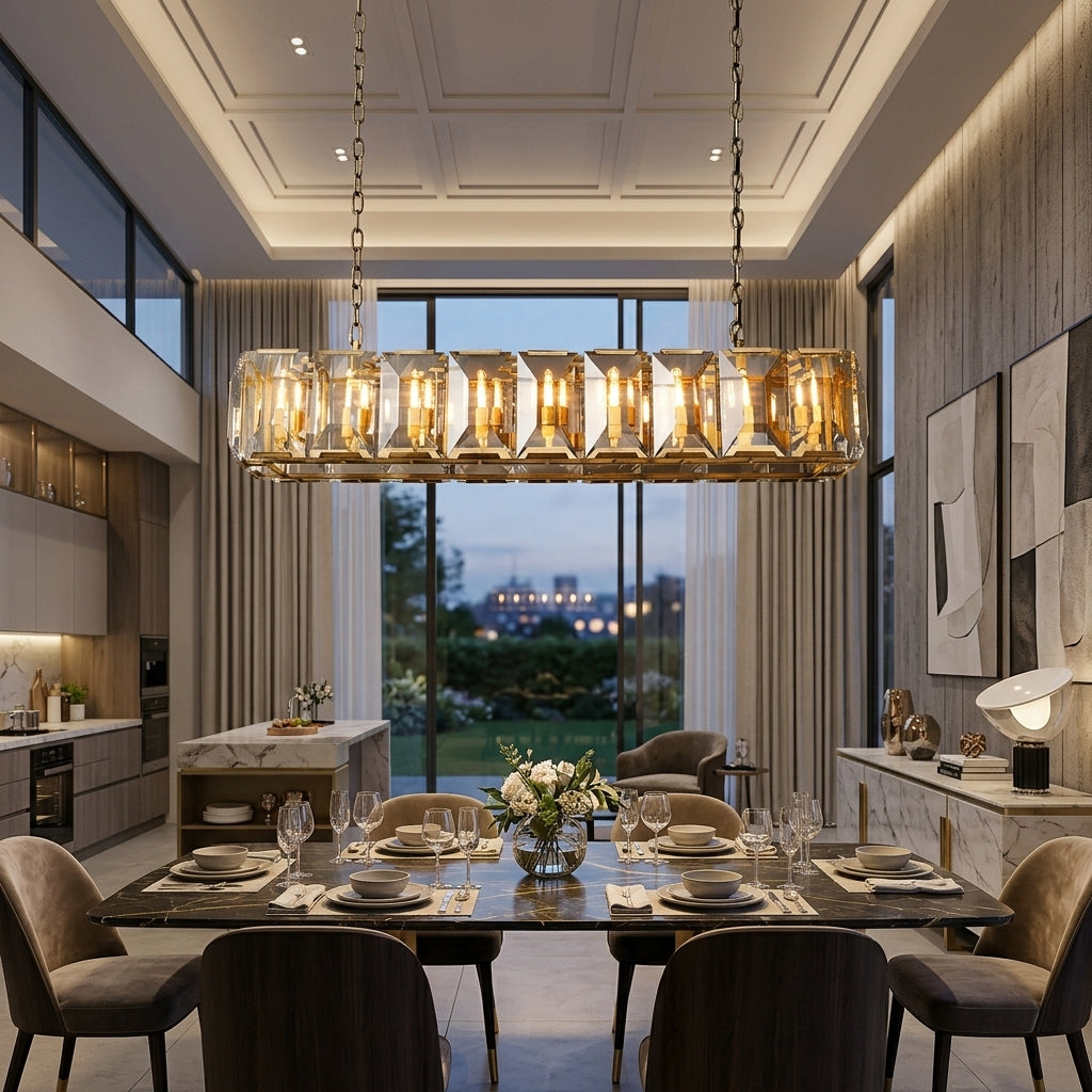 Lucent Crystal Rectangular Chandeliers