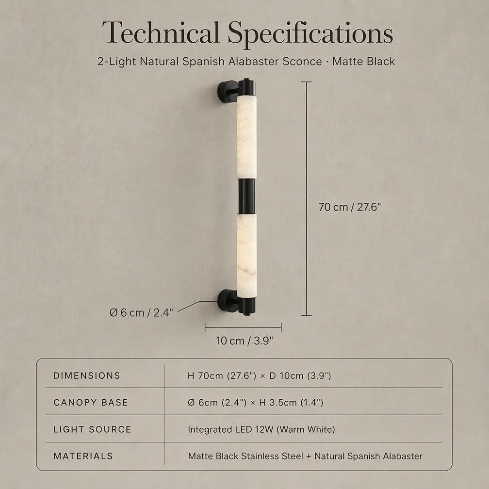 Alvessa Tube Alabaster Wall Lamp