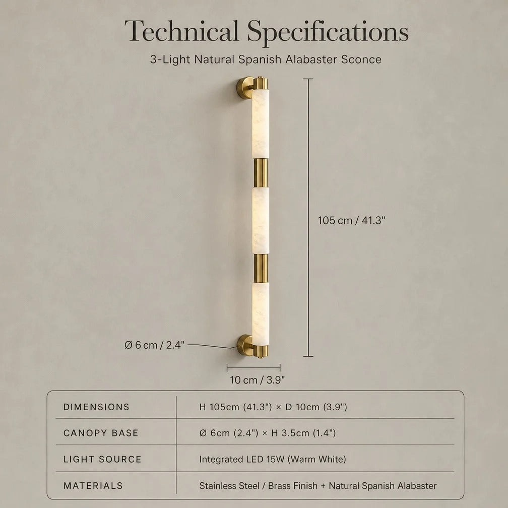 Alvessa Tube Alabaster Wall Lamp
