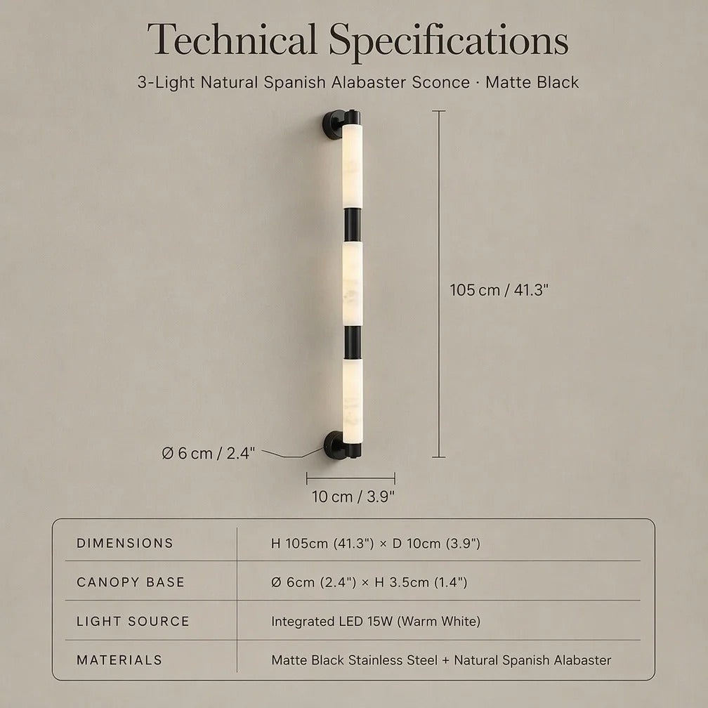 Alvessa Tube Alabaster Wall Lamp