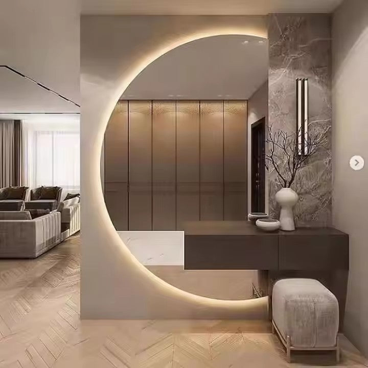 Half Moon Lighted Wall Mirror