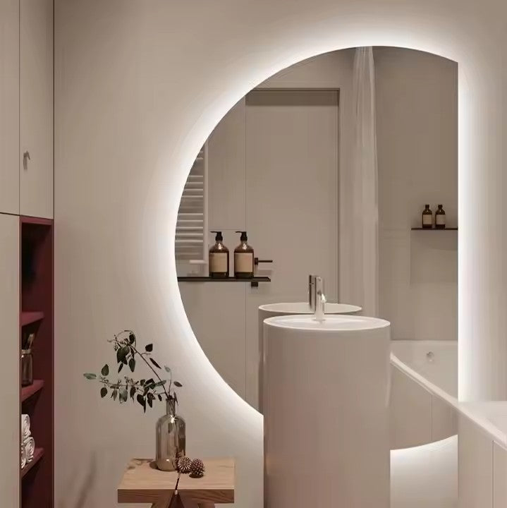 Half Moon Lighted Wall Mirror