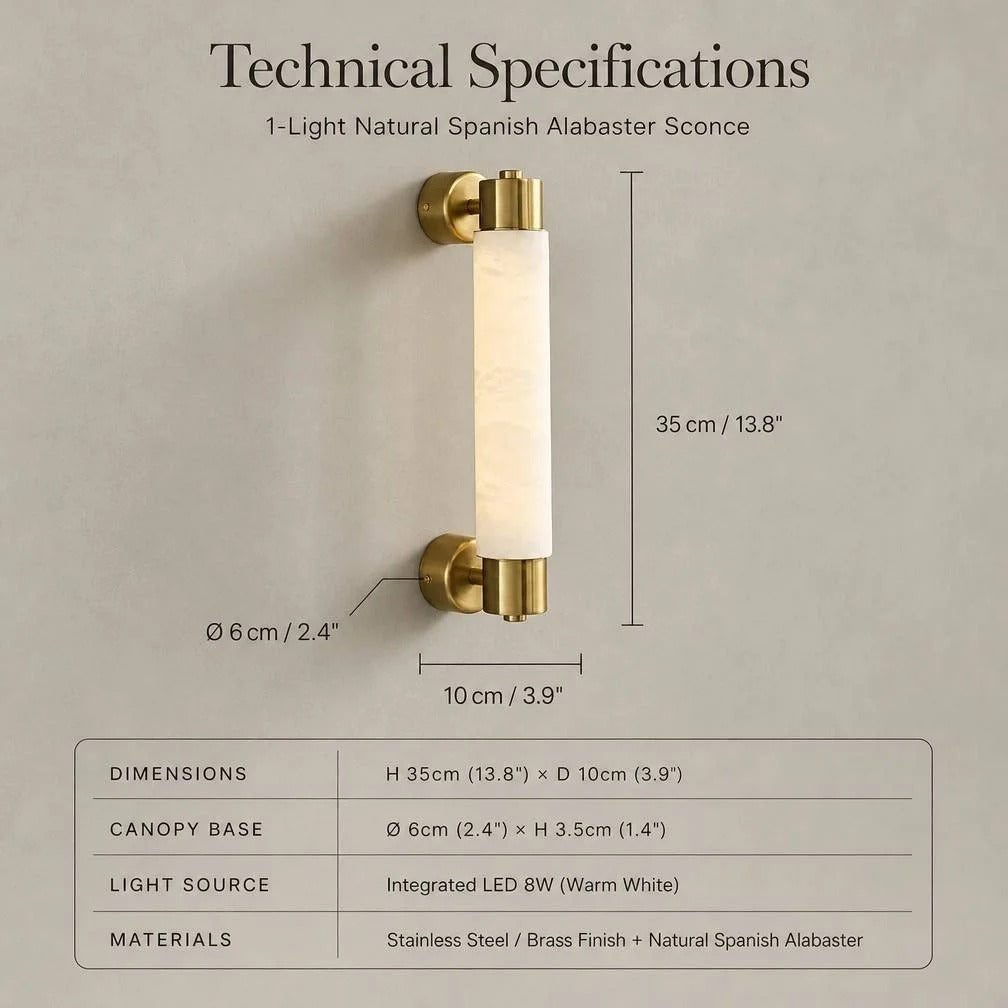 Alvessa Tube Alabaster Wall Lamp