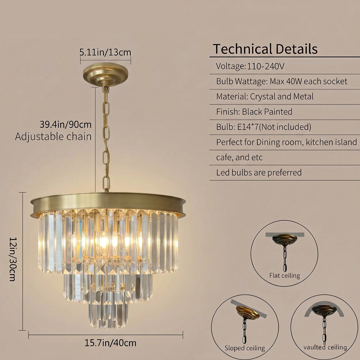 Krysta Gold Crystal Chandelier