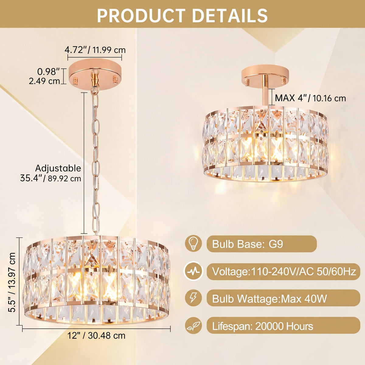 Rosalux Crystal Chandelier