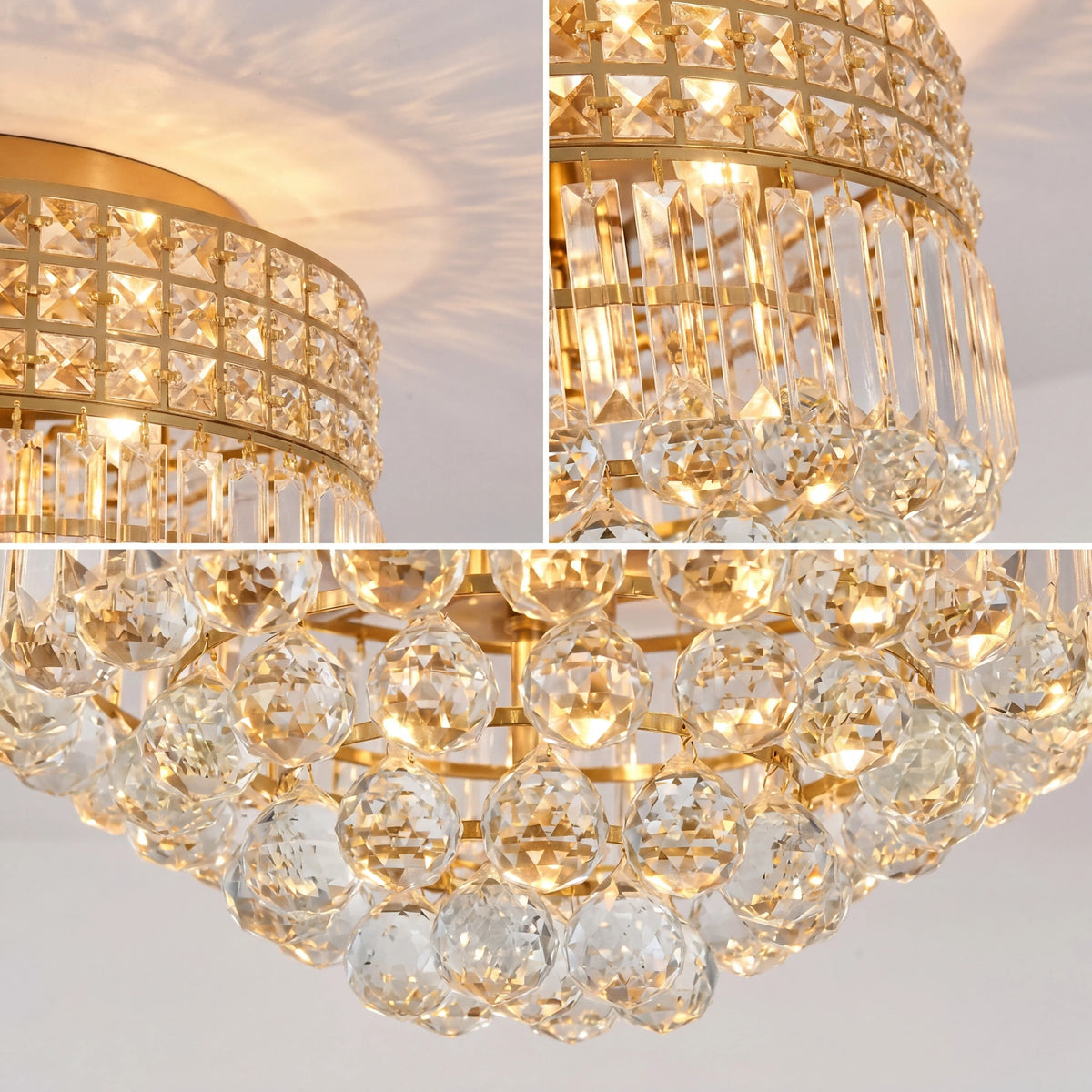 Krystor Gold Crystal Round Ceiling Light