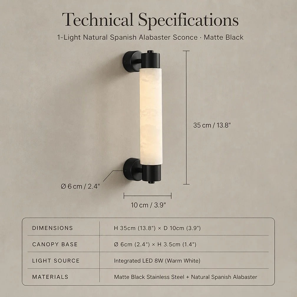 Alvessa Tube Alabaster Wall Lamp