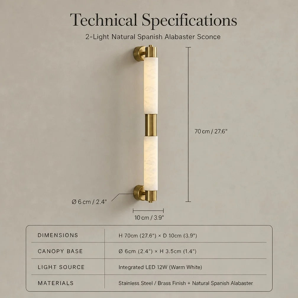 Alvessa Tube Alabaster Wall Lamp