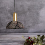 Kauri Organic Ceramic Dome Pendant Light 20cm, Black Clay