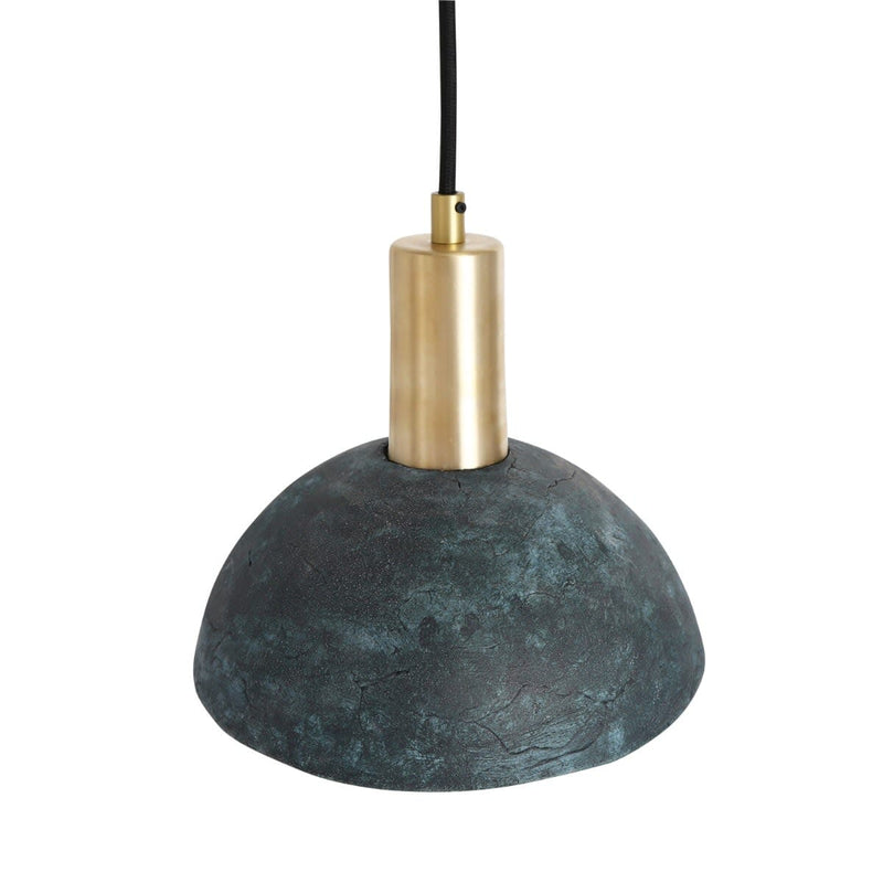 Kauri Organic Ceramic Dome Pendant Light 20cm, Blue Earth