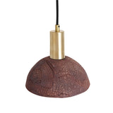 Kauri Organic Ceramic Dome Pendant Light 20cm, Red Iron