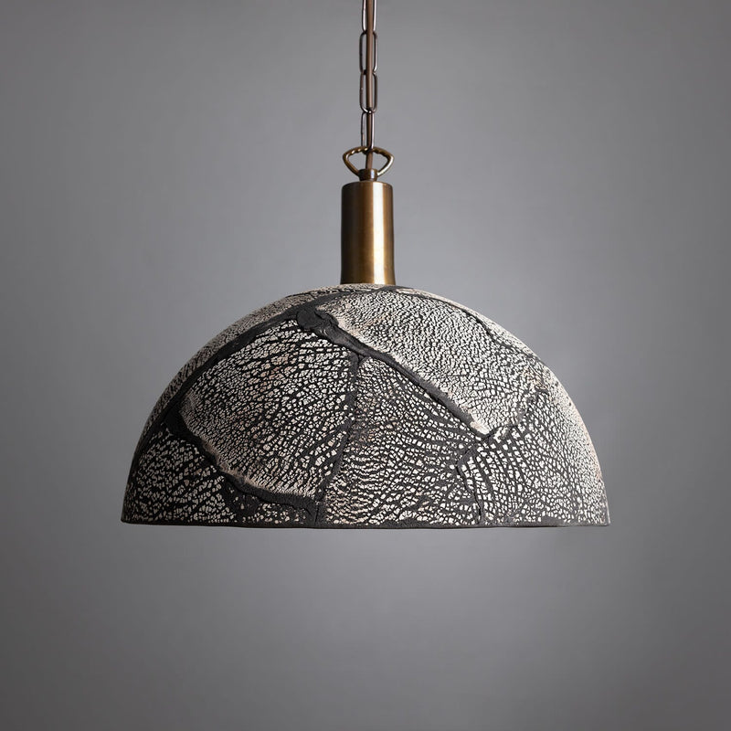 Kauri Organic Ceramic Dome Pendant Light 37cm, Black Clay