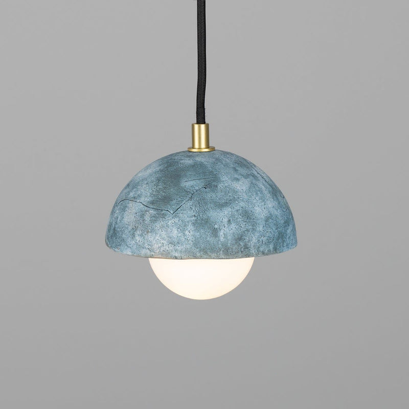 Ferox Small Ceramic Dome Pendant Light 14cm, Blue Earth