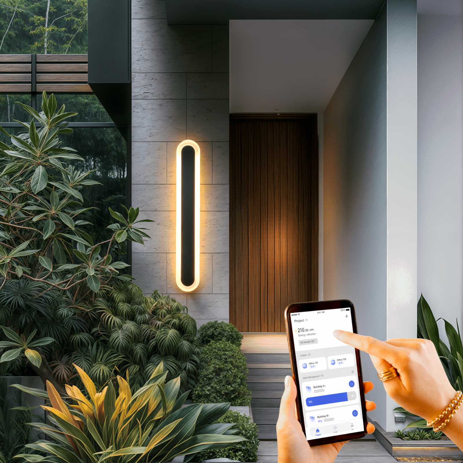 Alana Black Outdoor LED Strip Wall Lamp