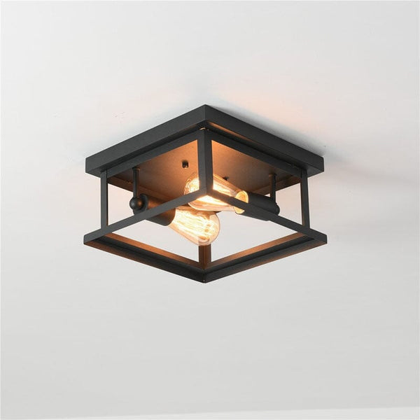 Retro Wrought Iron Square Ceiling Lamp