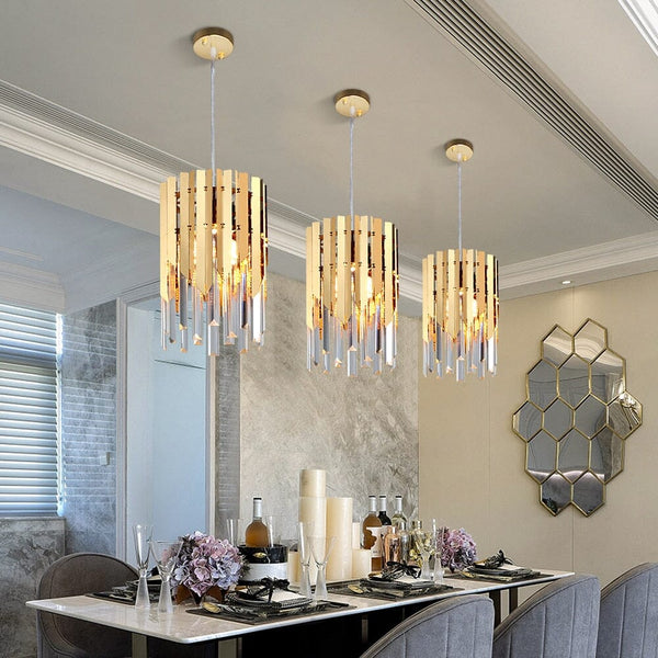 Small Round Gold k9 Crystal Modern Led Chandelier