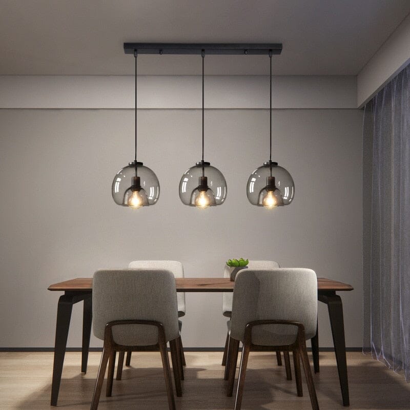 Smoky Grey Bubble Glass Pendants