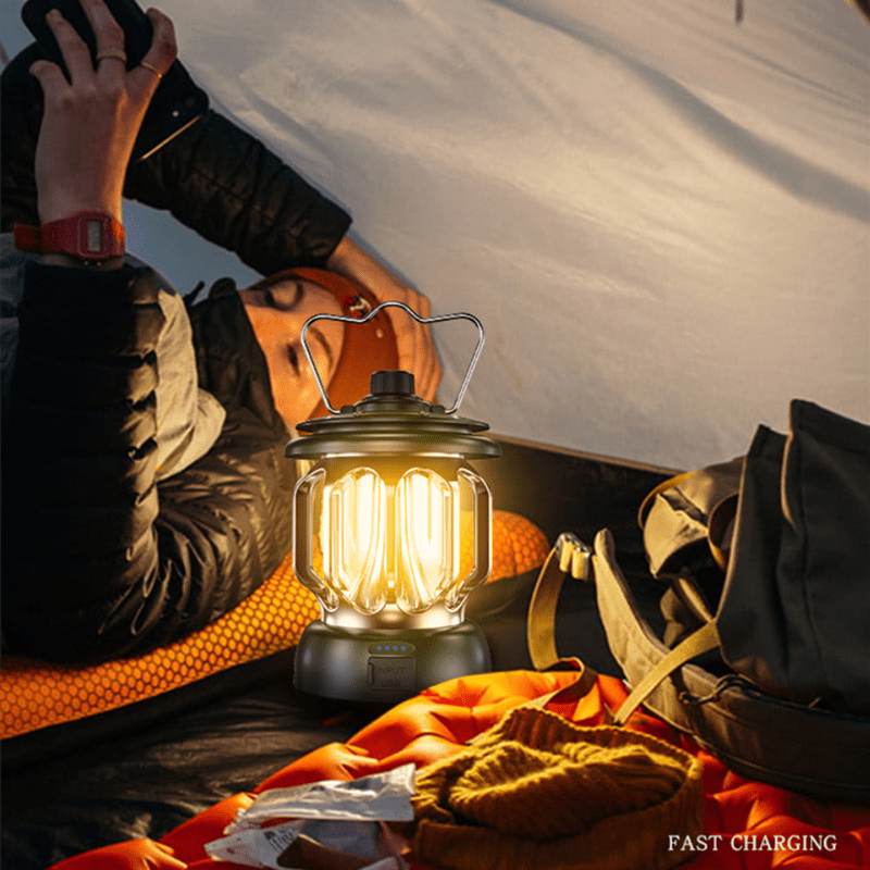 Camping Equipment Hanging Tent Vintage Metal Lanterns Bulb