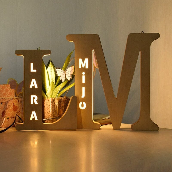 Alphabet Decoration Wood LED Wall Lamp