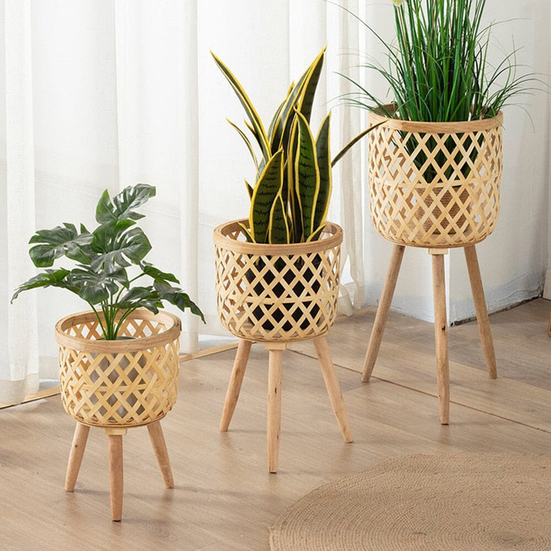Handmade Bamboo Woven Flower Pot
