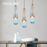 Ascelina Sky Blue Glass Hanging Lamp