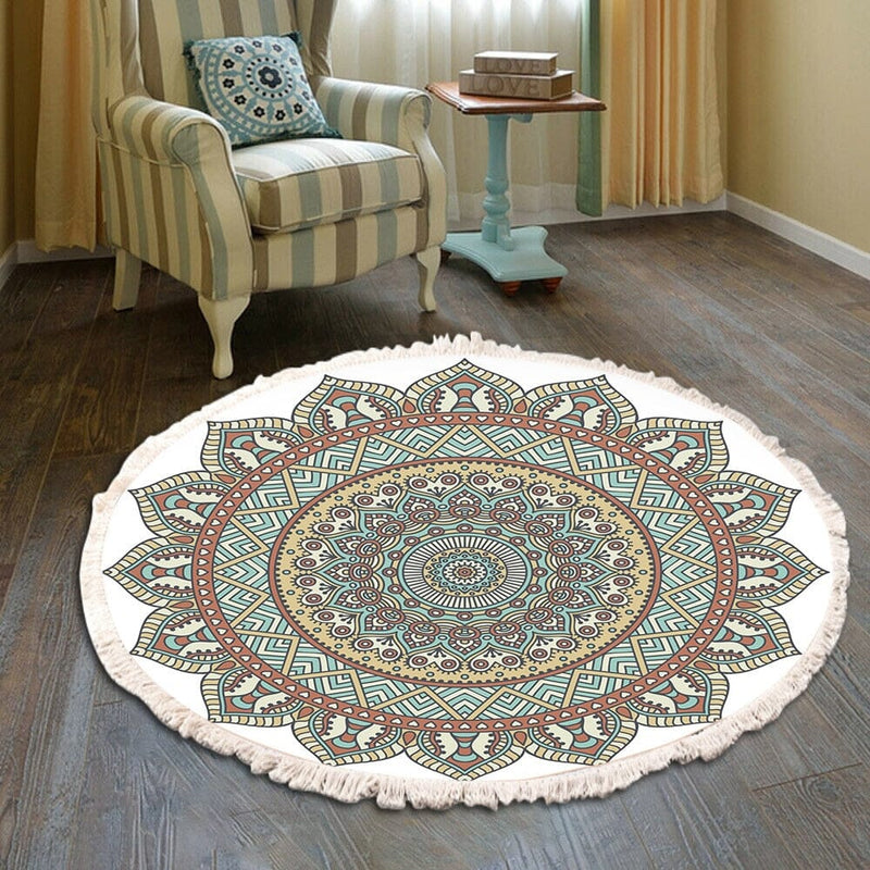Hand Woven Mandala Tassel rug