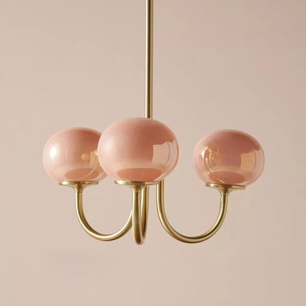 Vintage Retro Pink White Glass Pendant Lamp
