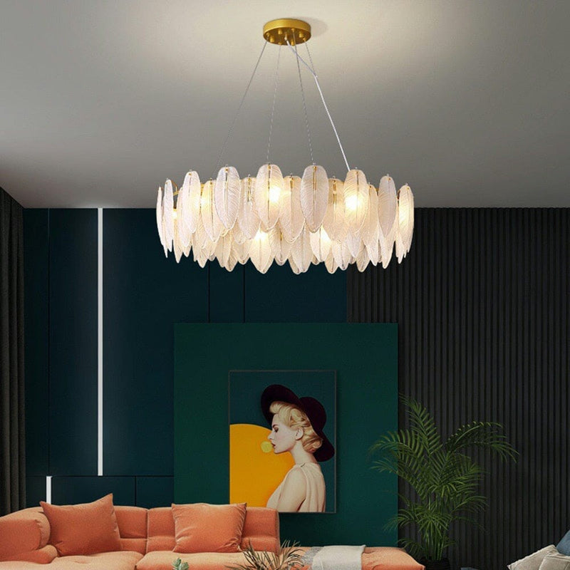 Modern Feather Glass Ceiling Chandelier