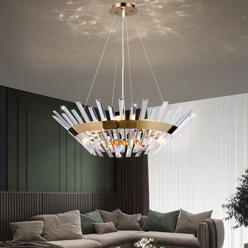 Safia Golden Round Crystal Chandelier